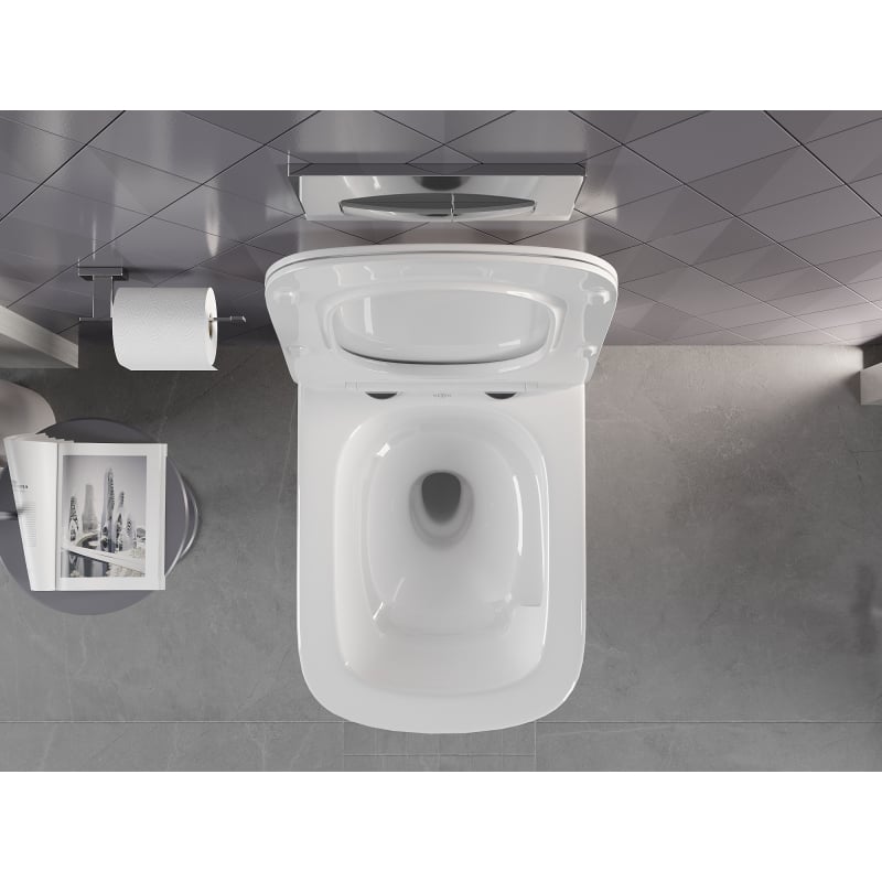 Mexen Timo cuvette WC Rimless Tornado avec abattant à descente amortie slim, duroplast, blanc brillant - 30650200T