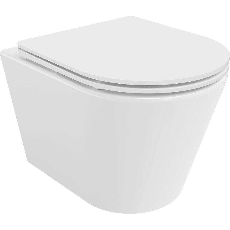 Mexen Rico cuvette WC sans rebord Tornado avec abattant à descente lente slim, duroplast, blanc brillant - 30720300T