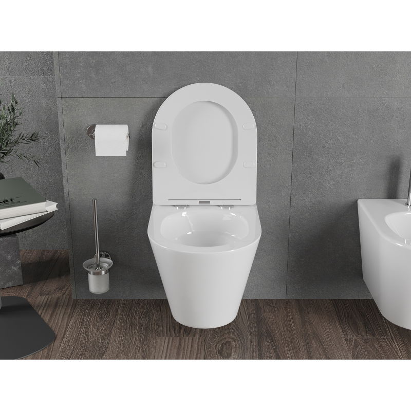 Mexen Rico cuvette WC sans rebord Tornado avec abattant à descente lente slim, duroplast, blanc brillant - 30720300T