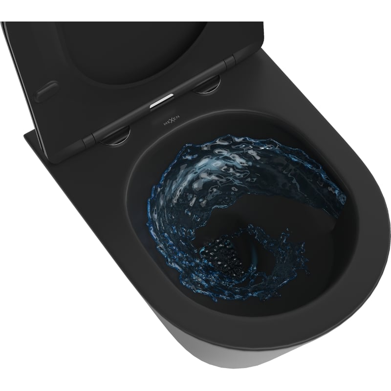 Mexen Rico cuvette WC Rimless Tornado avec abattant à descente progressive slim, duroplast, noir mat - 30720185T