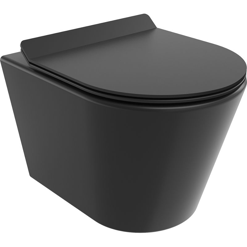 Mexen Rico cuvette WC Rimless Tornado avec abattant à descente lente slim, duroplast, noir mat - 30720185T