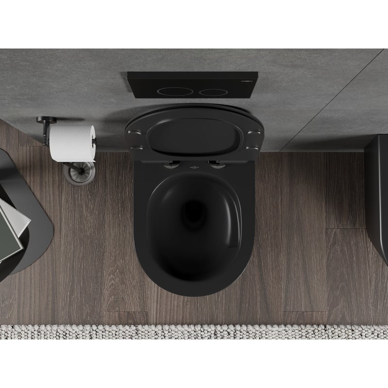 Mexen Rico cuvette WC Rimless Tornado avec abattant à descente progressive slim, duroplast, noir mat - 30720185T