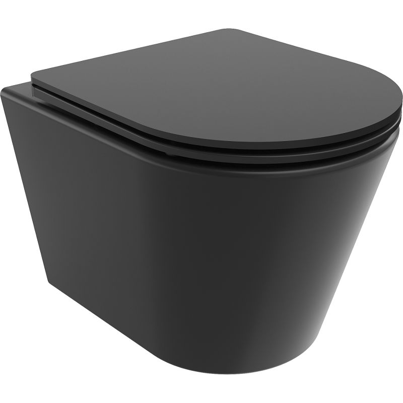 Mexen Rico cuvette WC Rimless Tornado avec abattant à descente amortie slim, duroplast, noir mat - 30721085T