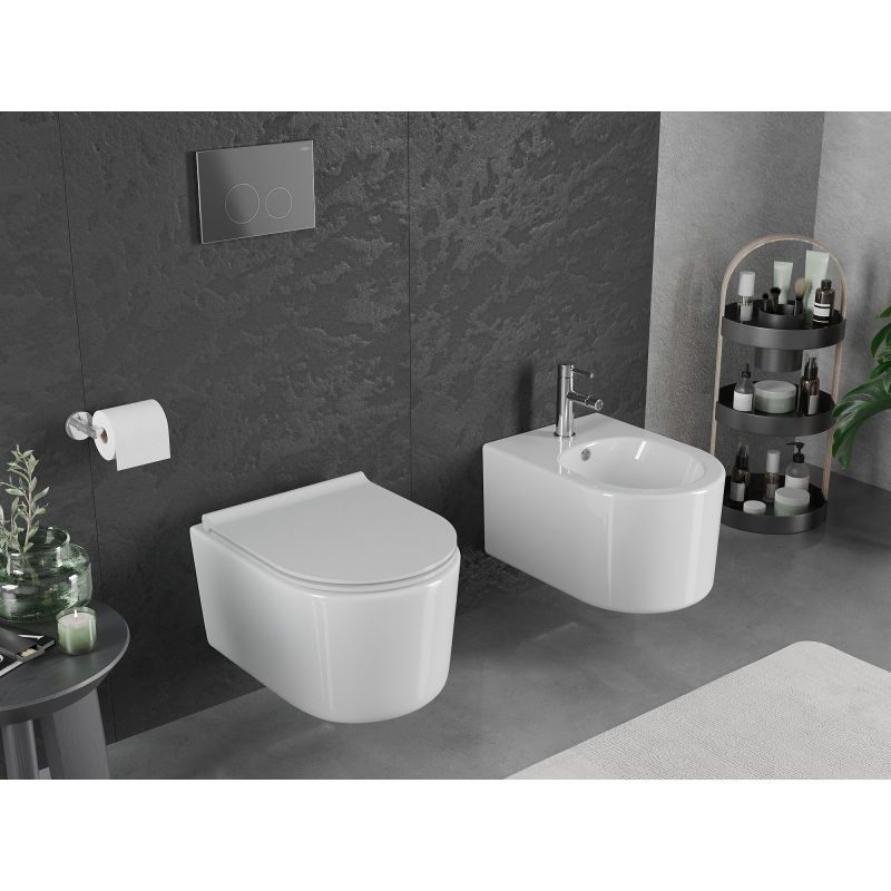 Mexen Sofia cuvette WC sans rebord Tornado avec abattant slim à descente progressive, duroplast, blanc brillant - 30540500T