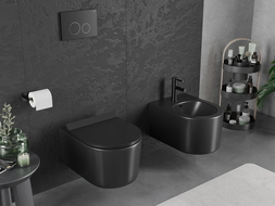 Mexen Sofia cuvette WC Rimless Tornado avec abattant à descente lente slim, duroplast, noir mat - 30540185T
