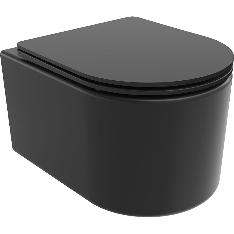 Mexen Sofia cuvette wc sans rebord Tornado avec abattant à descente lente slim, duroplast, noir mat - 30541085T