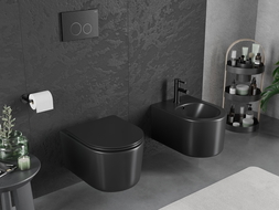 Mexen Sofia cuvette wc sans rebord Tornado avec abattant à descente lente slim, duroplast, noir mat - 30541085T