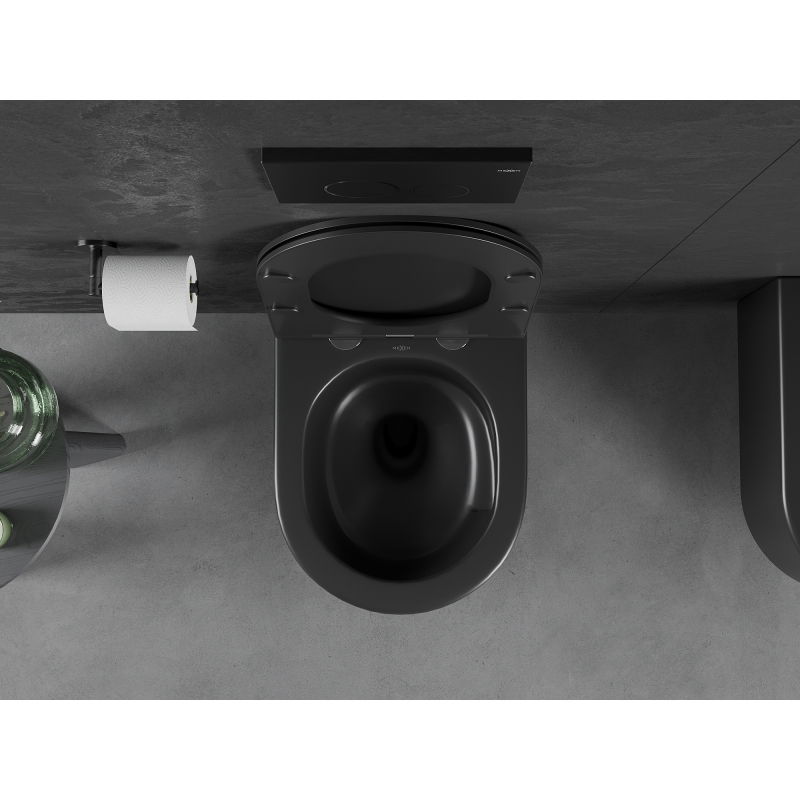 Mexen Sofia cuvette wc sans rebord Tornado avec abattant à descente lente slim, duroplast, noir mat - 30541085T