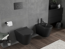 Mexen Rico cuvette WC Rimless Tornado avec abattant à descente lente slim, duroplast, noir mat - 30720185T