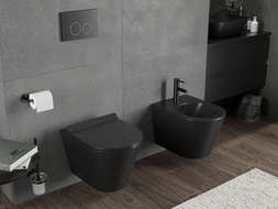 Mexen Rico cuvette WC Rimless Tornado avec abattant à descente progressive slim, duroplast, noir mat - 30720185T