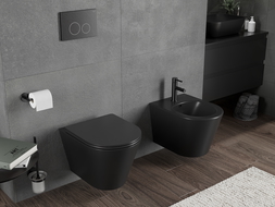 Mexen Rico cuvette WC Rimless Tornado avec abattant à descente amortie slim, duroplast, noir mat - 30721085T