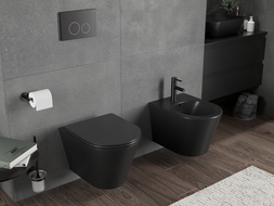 Mexen Rico cuvette WC sans rebord Rimless Tornado avec abattant à descente progressive slim, duroplast, noir mat - 30721085T