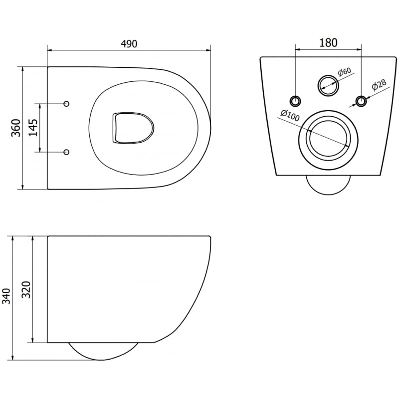 Mexen Lena cuvette WC Rimless Tornado, noir mat - 3322XX85T