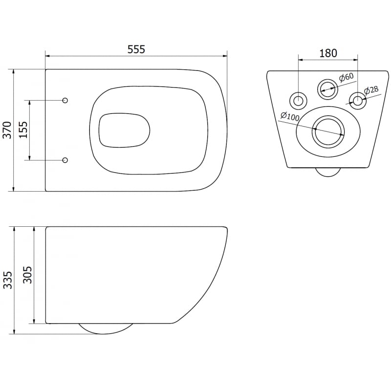 Mexen Timo cuvette WC Rimless Tornado avec abattant à descente amortie slim, duroplast, blanc brillant - 30650200T