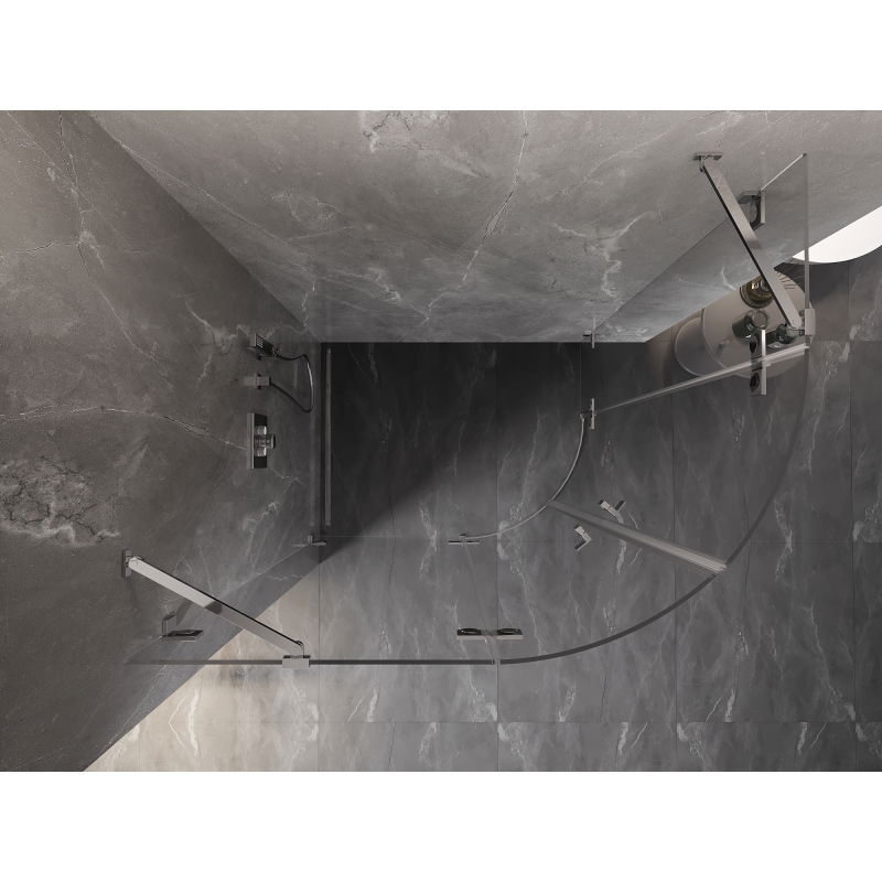 Mexen Lunar cabine de douche semi-circulaire pivotante gauche 80 x 70 cm, transparent, chrome - 833-080L-070P-01-00