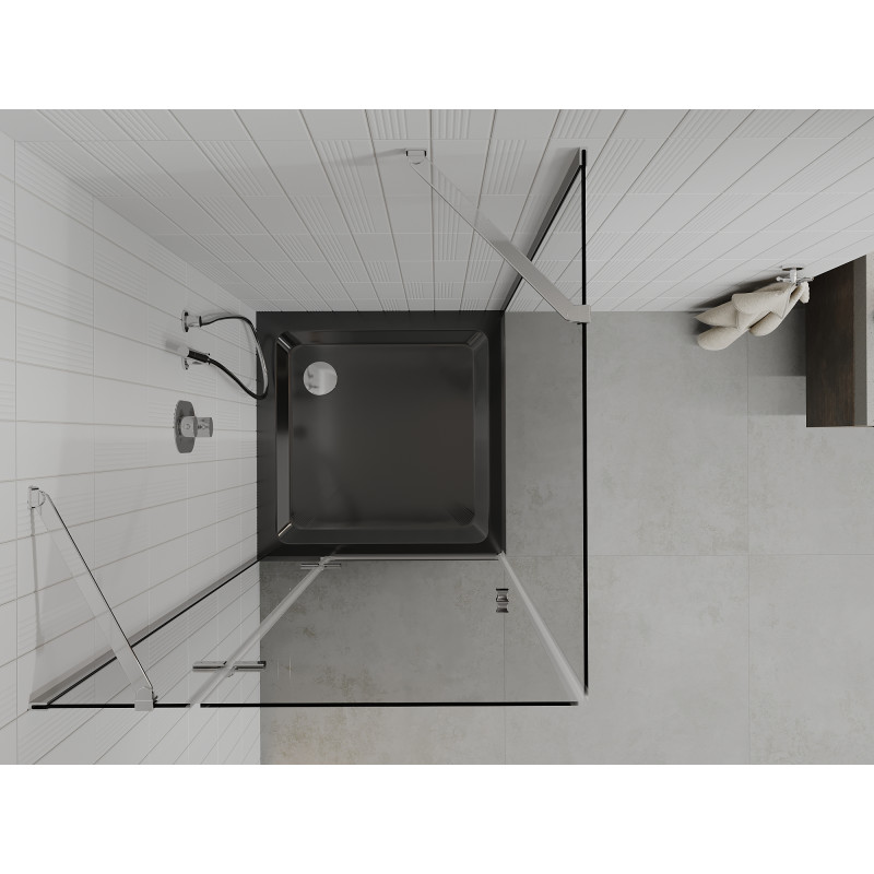 Mexen Roma cabine de douche pivotante 90 x 90 cm, transparent, chromé + receveur plat, noir - 854-090-090-01-00-4070