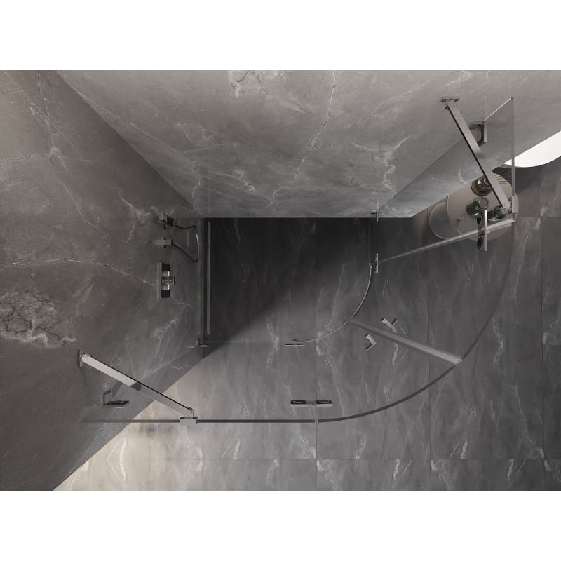 Mexen Lunar cabine de douche semi-circulaire pivotante gauche 100 x 80 cm, transparent, chrome - 833-100L-080P-01-00