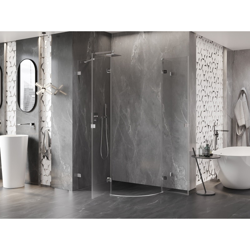 Mexen Lunar cabine de douche semi-circulaire pivotante gauche 100 x 90 cm, transparent, chrome - 833-100L-090P-01-00