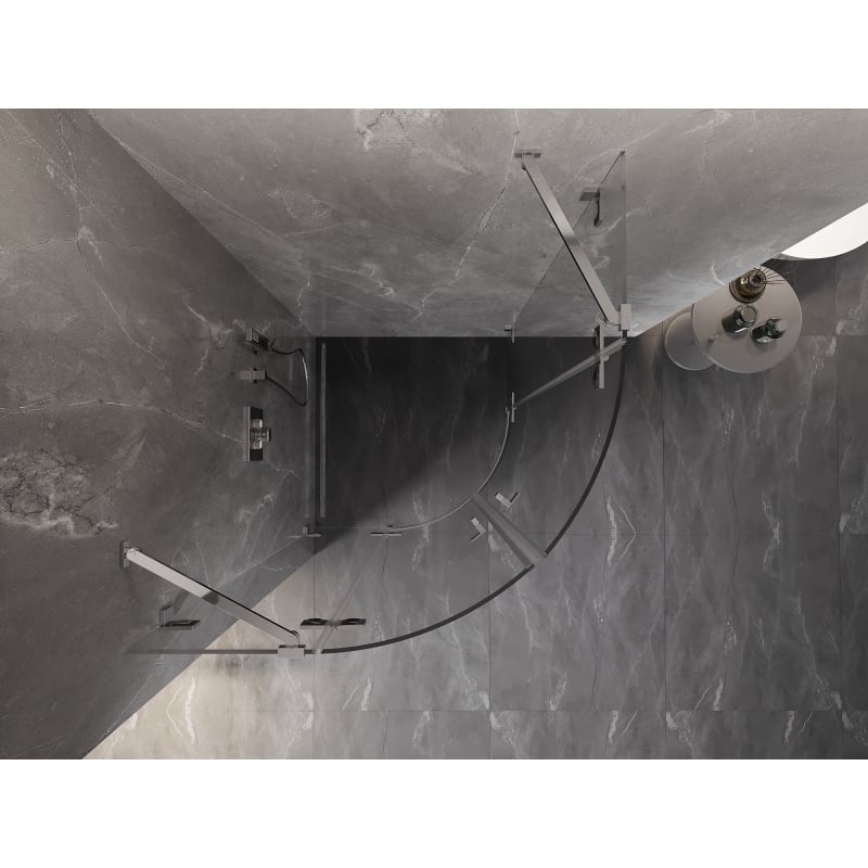 Mexen Lunar cabine de douche semi-circulaire pivotante 100 x 100 cm, transparent, chrome - 833-100L-100P-01-00