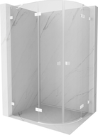 Cabine de douche arrondie pivotante gauche 80 x 70 cm, transparent, blanc - 833-080L-070P-20-00