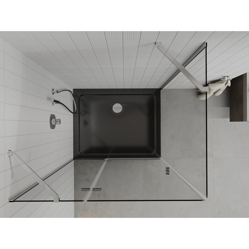 Mexen Roma cabine de douche pliante 100 x 80 cm, transparent, chromé + receveur Flat, noir - 854-100-080-01-00-4070