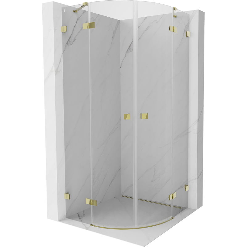 Mexen Lunar cabine de douche semi-circulaire pivotante 70 x 70 cm, transparent, dorée - 833-070L-070P-50-00