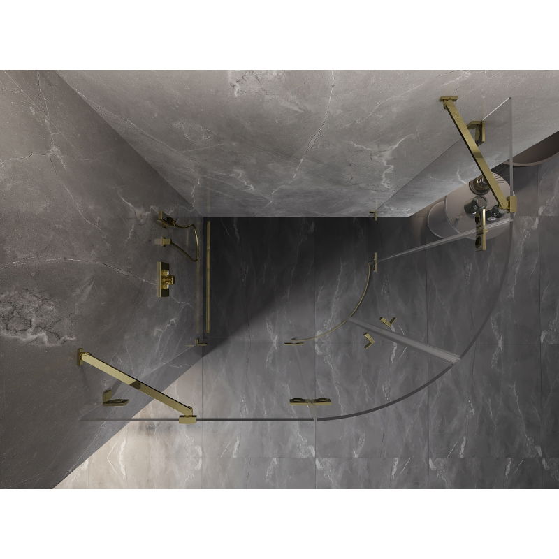 Mexen Lunar cabine de douche demi-circulaire battante gauche 80 x 70 cm, transparent, or - 833-080L-070P-50-00