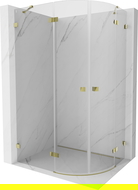 Mexen Lunar cabine de douche semi-circulaire pivotante gauche 90 x 70 cm, transparent, dorée - 833-090L-070P-50-00