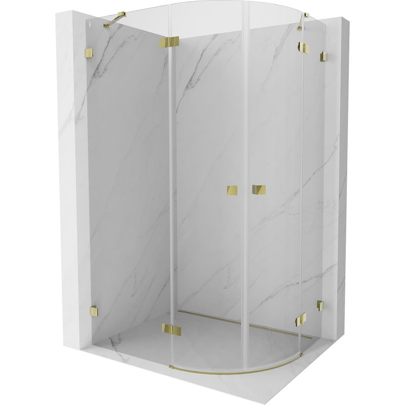 Mexen Lunar cabine de douche demi-circulaire pivotante gauche 90 x 80 cm, transparent, doré - 833-090L-080P-50-00