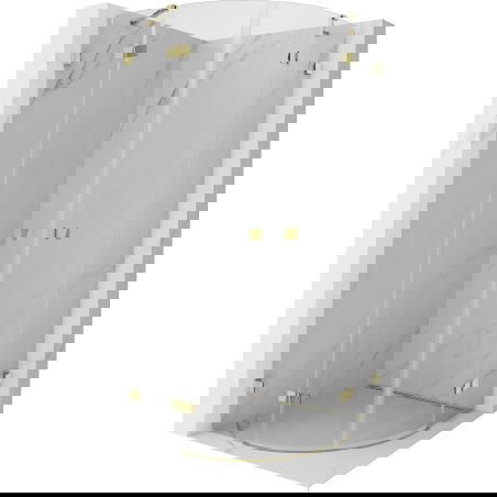 Mexen Lunar cabine de douche semi-circulaire à porte battante 90 x 90 cm, transparent, or - 833-090L-090P-50-00