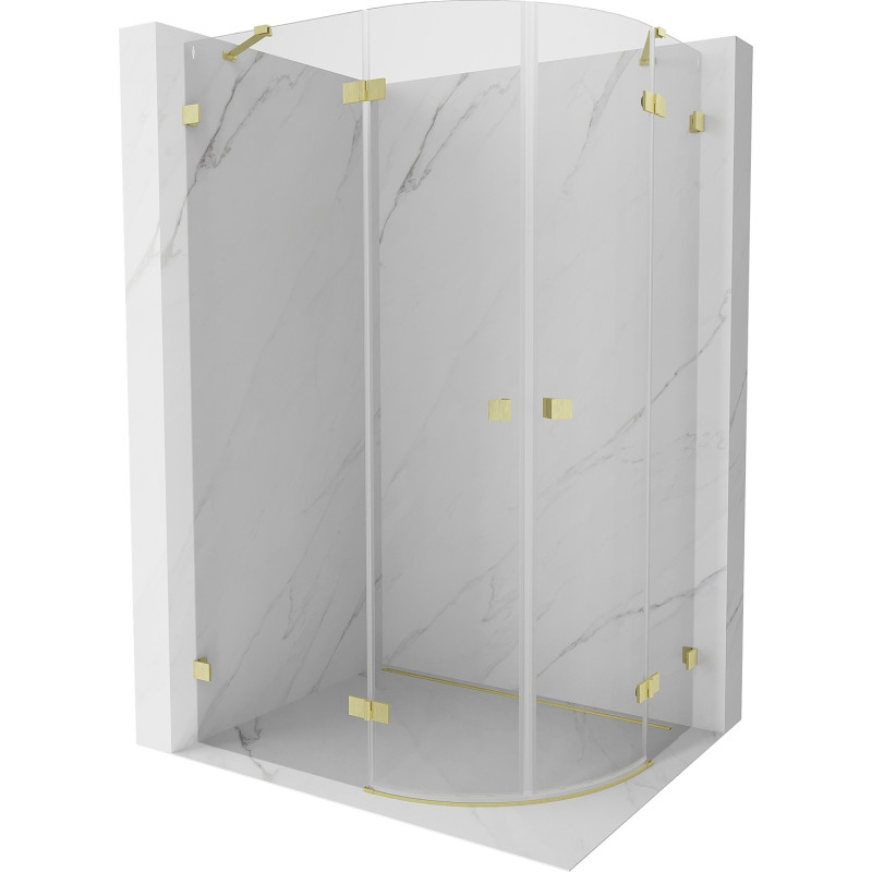 Mexen Lunar cabine de douche quart de cercle pivotante gauche 80 x 70 cm, transparente, dorée brossée - 833-080L-070P-55-00
