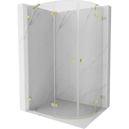 Mexen Lunar cabine de douche quart de cercle pivotante gauche 80 x 70 cm, transparente, dorée brossée - 833-080L-070P-55-00