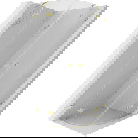 Mexen Lunar cabine de douche semi-circulaire pivotante 80 x 80 cm, transparent, or brossé - 833-080L-080P-55-00