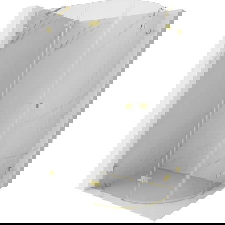 Mexen Lunar cabine de douche demi-circulaire pivotante gauche 90 x 70 cm, transparent, or brossé - 833-090L-070P-55-00