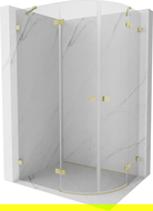 Cabine de douche semi-circulaire Lunar Mexen ouvrante gauche 90 x 70 cm, transparent, or brossé - 833-090L-070P-55-00