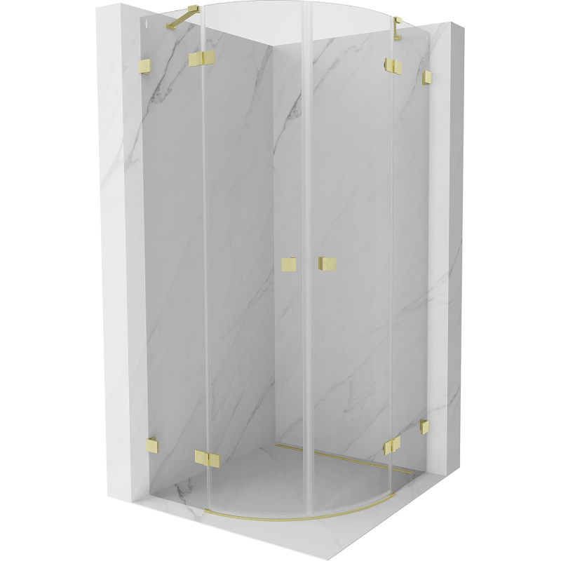 Cabine de douche pivotante semi-circulaire Mexen Lunar 90 x 90 cm, transparent, or brossé - 833-090L-090P-55-00
