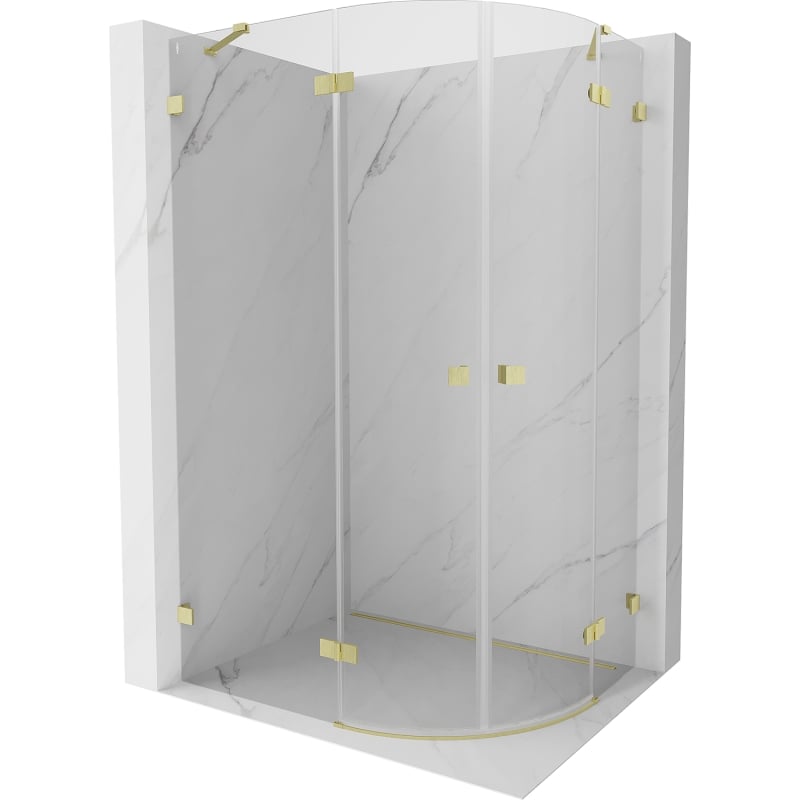 Mexen Lunar cabine de douche semi-circulaire battante gauche 100 x 80 cm, transparente, or brossé - 833-100L-080P-55-00
