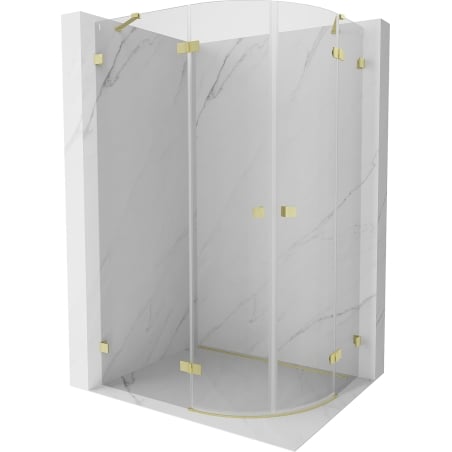 Mexen Lunar cabine de douche semi-circulaire battante gauche 100 x 80 cm, transparente, or brossé - 833-100L-080P-55-00
