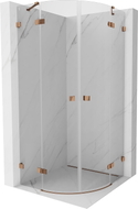 Mexen Lunar cabine de douche semi-circulaire pivotante 90 x 90 cm, transparent, or rose - 833-090L-090P-60-00