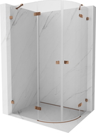Cabine de douche semi-circulaire gauche Mexen Lunar 100 x 70 cm, transparent, or rose - 833-100L-070P-60-00
