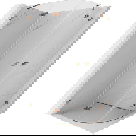 Mexen Lunar cabine de douche semi-circulaire pivotante gauche 100 x 80 cm, transparent, or rose - 833-100L-080P-60-00