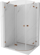 Mexen Lunar cabine de douche demi-ronde pivotante gauche 100 x 90 cm, transparent, or rose - 833-100L-090P-60-00