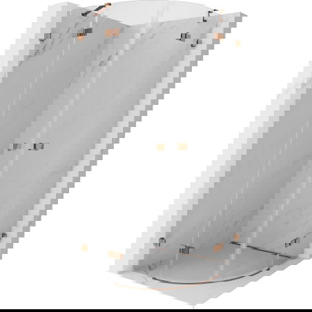 Mexen Lunar cabine de douche semi-circulaire pivotante 100 x 100 cm, transparent, or rose - 833-100L-100P-60-00