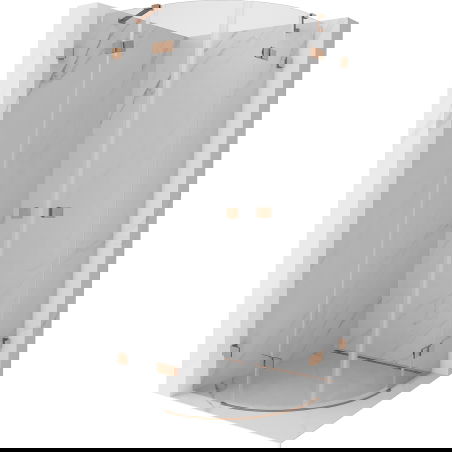 Mexen Lunar cabine de douche quart de cercle pivotante 80 x 80 cm, transparente, cuivre brossé - 833-080L-080P-65-00