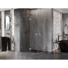 Mexen Lunar cabine de douche semi-circulaire pivotante gauche 90 x 70 cm, transparent, cuivre brossé - 833-090L-070P-65-00