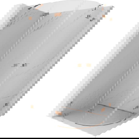 Mexen Lunar cabine de douche semi-circulaire pivotante gauche 90 x 80 cm, transparent, cuivre brossé - 833-090L-080P-65-00