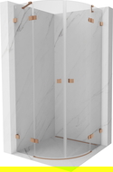 Mexen Lunar cabine de douche semi-circulaire pivotante 90 x 90 cm, transparent, cuivre brossé - 833-090L-090P-65-00