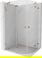 Mexen Lunar cabine de douche semi-circulaire pivotante gauche 100 x 70 cm, transparent, cuivre brossé - 833-100L-070P-65-00