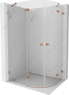 Mexen Lunar cabine de douche semi-circulaire pivotante gauche 100 x 90 cm, transparent, cuivre brossé - 833-100L-090P-65-00