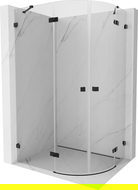 Mexen Lunar cabine de douche semi-circulaire porte battante gauche 80 x 70 cm, transparent, noir - 833-080L-070P-70-00